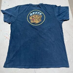 Men's Brixton T-Shirt Blue Spell-Out XL Streetwear Logo Casual City Beach Surf